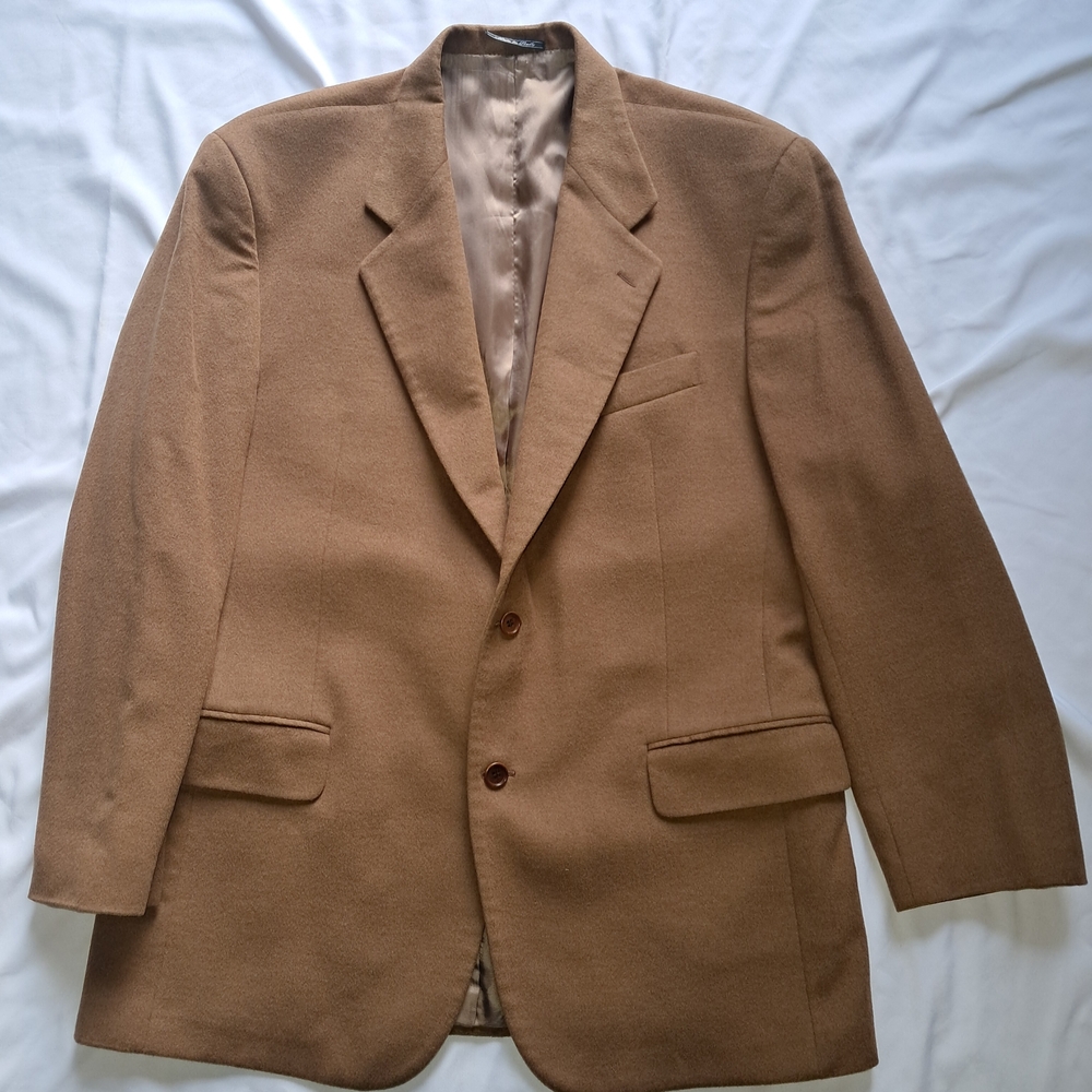 Saks Italian Wool Lg. Tan Men's Blazer Mint Condition